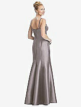 Rear View Thumbnail - Cashmere Gray Bustier Bodice Satin Trumpet Gown