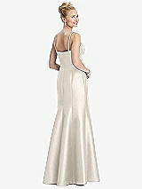 Rear View Thumbnail - Ivory Bustier Bodice Satin Trumpet Gown