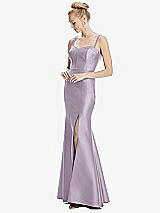 Front View Thumbnail - Lilac Haze Bustier Bodice Satin Trumpet Gown