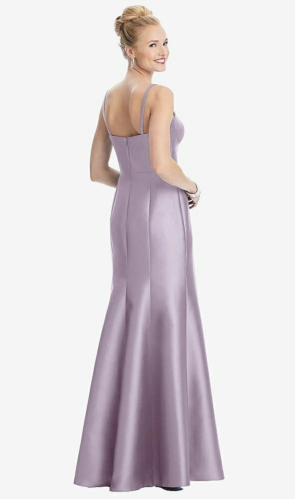 Back View - Lilac Haze Bustier Bodice Satin Trumpet Gown