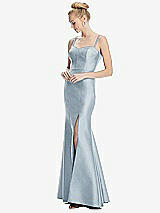 Front View Thumbnail - Mist Bustier Bodice Satin Trumpet Gown