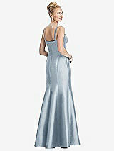 Rear View Thumbnail - Mist Bustier Bodice Satin Trumpet Gown