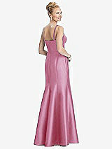Rear View Thumbnail - Powder Pink Bustier Bodice Satin Trumpet Gown