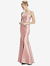 Front View Thumbnail - Rose Bustier Bodice Satin Trumpet Gown