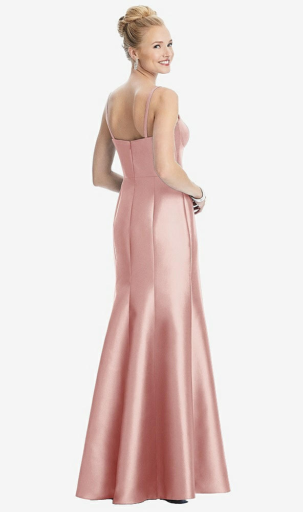 Back View - Rose Bustier Bodice Satin Trumpet Gown