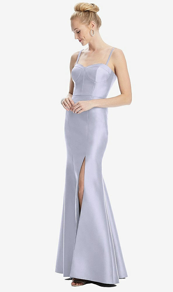 Front View - Silver Dove Bustier Bodice Satin Trumpet Gown