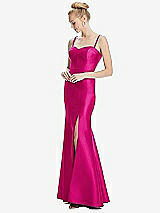 Front View Thumbnail - Think Pink Bustier Bodice Satin Trumpet Gown