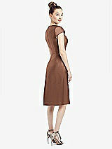 Rear View Thumbnail - Cognac Cap Sleeve V-Neck Satin Midi Dress with Pockets