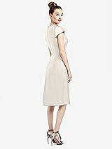 Rear View Thumbnail - Ivory Cap Sleeve V-Neck Satin Midi Dress with Pockets