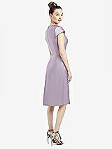 Rear View Thumbnail - Lilac Haze Cap Sleeve V-Neck Satin Midi Dress with Pockets