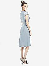 Rear View Thumbnail - Mist Cap Sleeve V-Neck Satin Midi Dress with Pockets