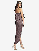 Rear View Thumbnail - French Truffle Popover Bodice Midi Dress with Draped Tulip Skirt