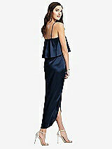Rear View Thumbnail - Midnight Navy Popover Bodice Midi Dress with Draped Tulip Skirt