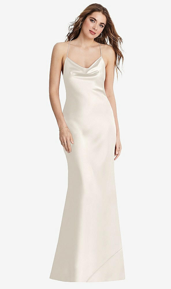 Back View - Ivory Cowl-Neck Convertible Maxi Slip Dress - Reese