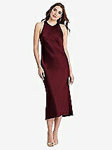 Front View Thumbnail - Cabernet Tie Neck Cutout Midi Tank Dress - Lou