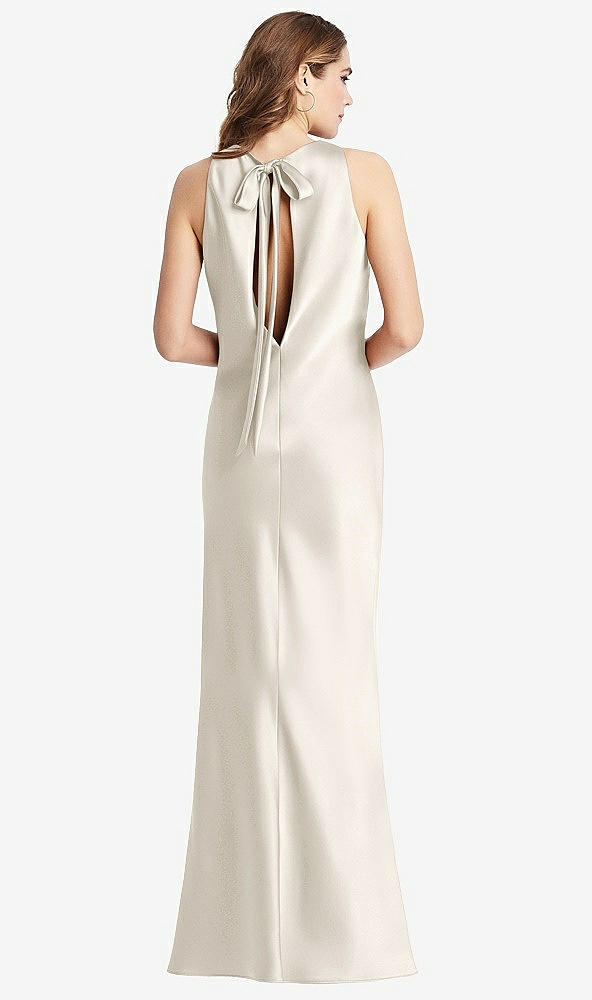 Front View - Ivory Tie Neck Low Back Maxi Tank Dress - Marin