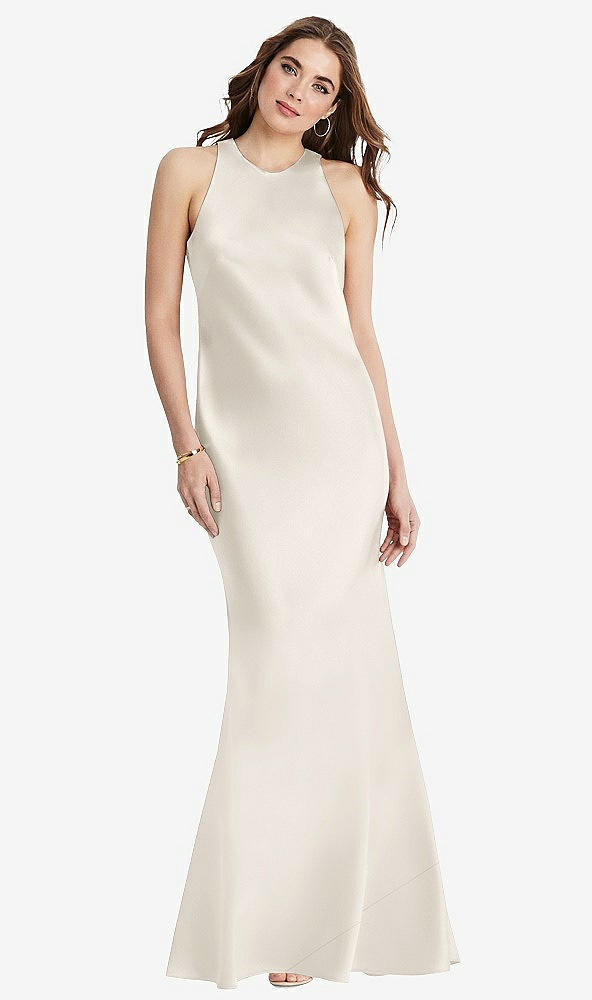 Back View - Ivory Tie Neck Low Back Maxi Tank Dress - Marin