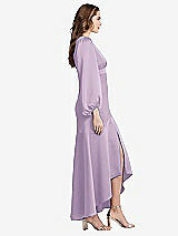 Side View Thumbnail - Pale Purple Puff Sleeve Asymmetrical Drop Waist High-Low Slip Dress - Teagan