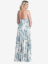 Alt View 2 Thumbnail - Cottage Rose Dusk Blue High Neck Chiffon Maxi Dress with Front Slit - Lela