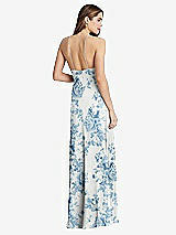 Rear View Thumbnail - Cottage Rose Dusk Blue High Neck Chiffon Maxi Dress with Front Slit - Lela