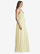 Side View Thumbnail - Butter Yellow Chiffon Maxi Wrap Dress with Sash - Cora