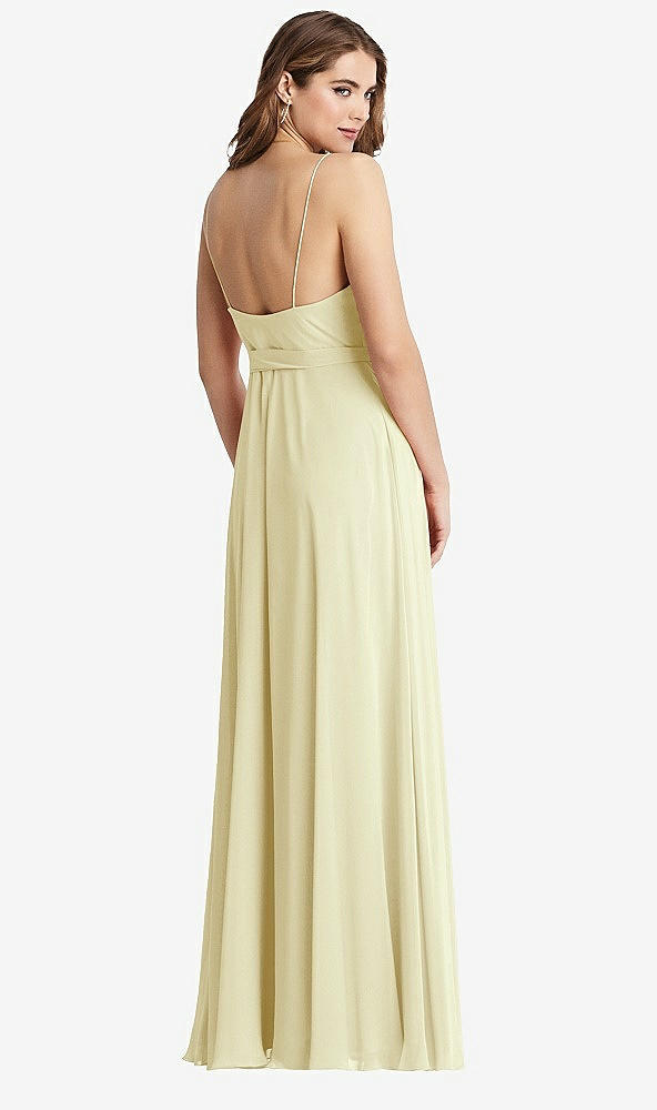 Back View - Butter Yellow Chiffon Maxi Wrap Dress with Sash - Cora