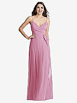 Front View Thumbnail - Powder Pink Chiffon Maxi Wrap Dress with Sash - Cora