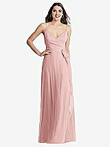 Front View Thumbnail - Rose Chiffon Maxi Wrap Dress with Sash - Cora