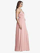 Side View Thumbnail - Rose Chiffon Maxi Wrap Dress with Sash - Cora