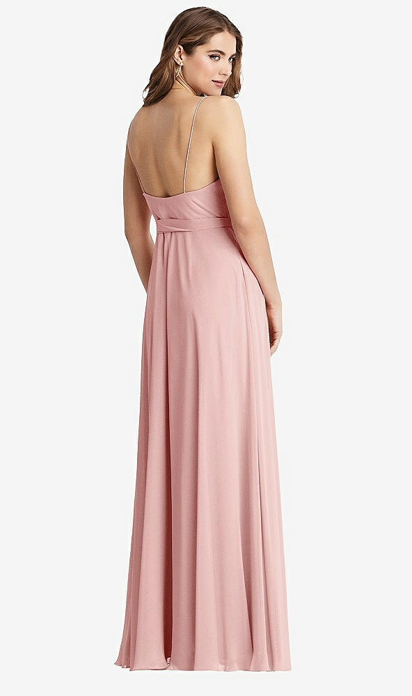 Back View - Rose Chiffon Maxi Wrap Dress with Sash - Cora