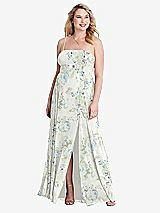 Alt View 1 Thumbnail - Bleu Garden Square Neck Chiffon Maxi Dress with Front Slit - Elliott