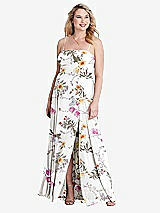 Alt View 1 Thumbnail - Butterfly Botanica Ivory Square Neck Chiffon Maxi Dress with Front Slit - Elliott