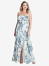 Alt View 1 Thumbnail - Cottage Rose Dusk Blue Square Neck Chiffon Maxi Dress with Front Slit - Elliott