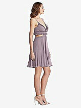 Side View Thumbnail - Lilac Dusk Ruffled Chiffon Cutout Mini Dress - Joey