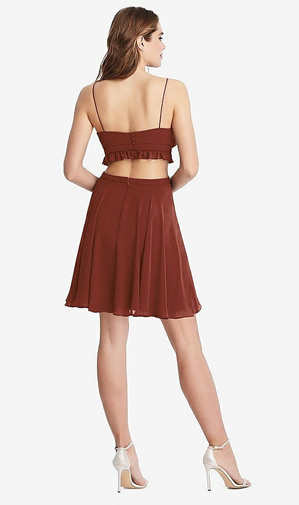 Back View - Auburn Moon Ruffled Chiffon Cutout Mini Dress - Joey
