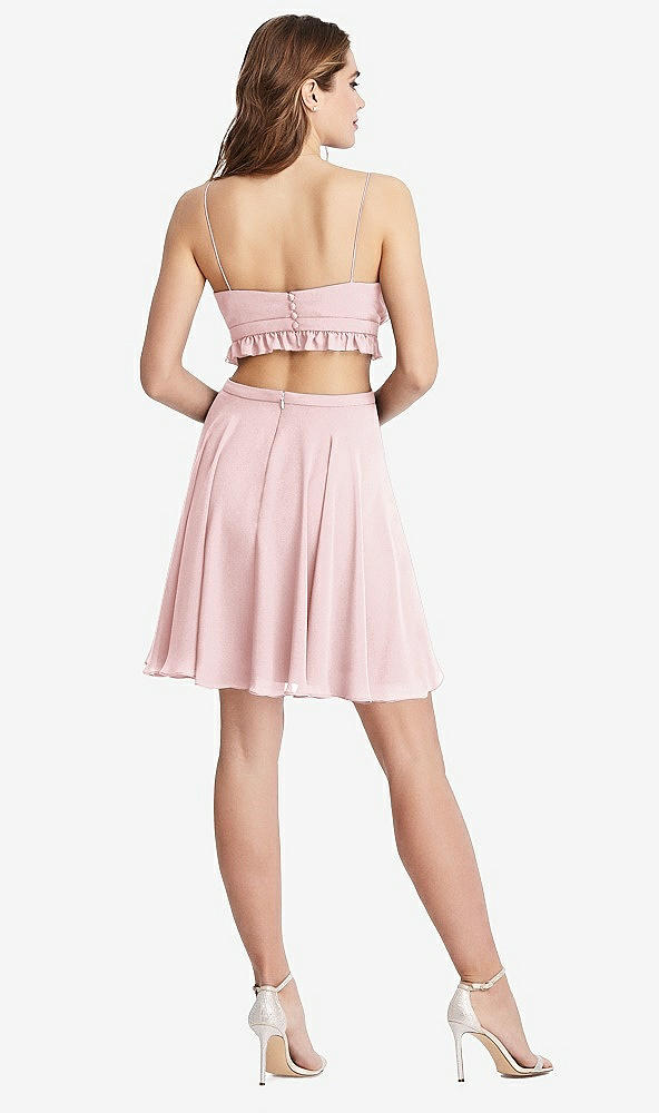 Back View - Ballet Pink Ruffled Chiffon Cutout Mini Dress - Joey