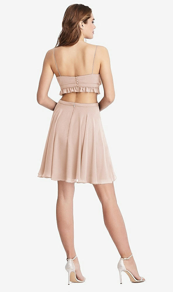 Back View - Cameo Ruffled Chiffon Cutout Mini Dress - Joey