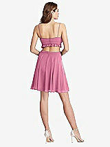 Rear View Thumbnail - Orchid Pink Ruffled Chiffon Cutout Mini Dress - Joey