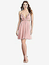 Front View Thumbnail - Rose Ruffled Chiffon Cutout Mini Dress - Joey