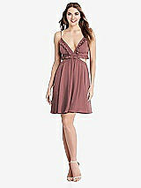 Front View Thumbnail - Rosewood Ruffled Chiffon Cutout Mini Dress - Joey