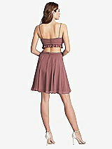 Rear View Thumbnail - Rosewood Ruffled Chiffon Cutout Mini Dress - Joey