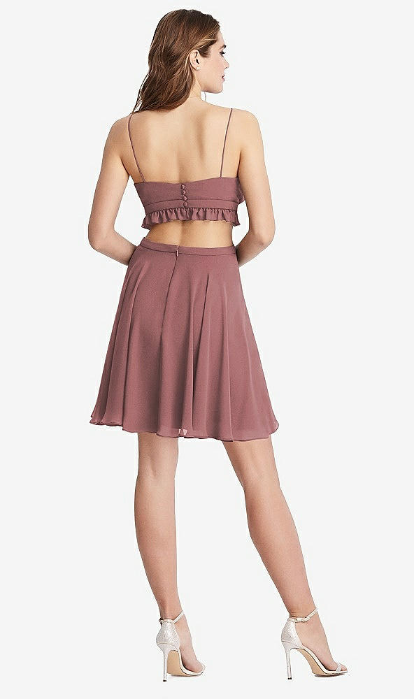Back View - Rosewood Ruffled Chiffon Cutout Mini Dress - Joey