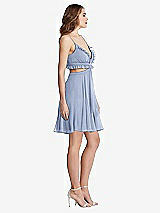 Side View Thumbnail - Sky Blue Ruffled Chiffon Cutout Mini Dress - Joey