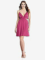 Front View Thumbnail - Tea Rose Ruffled Chiffon Cutout Mini Dress - Joey