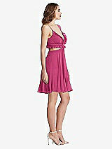 Side View Thumbnail - Tea Rose Ruffled Chiffon Cutout Mini Dress - Joey