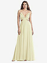 Front View Thumbnail - Butter Yellow Ruffled Chiffon Cutout Maxi Dress - Jessie
