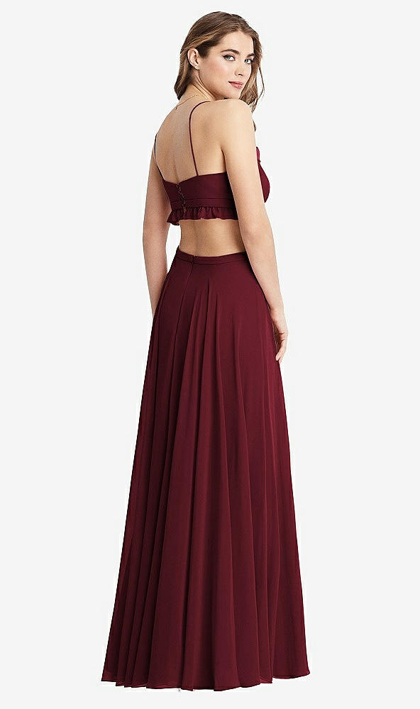 Back View - Cabernet Ruffled Chiffon Cutout Maxi Dress - Jessie