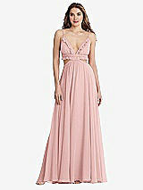 Front View Thumbnail - Rose Ruffled Chiffon Cutout Maxi Dress - Jessie