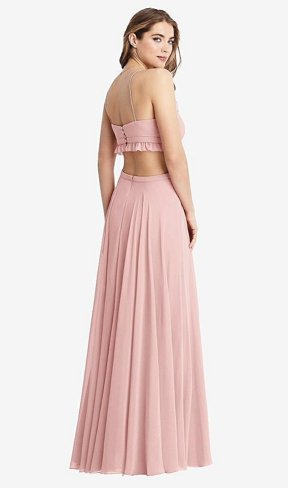 Back View - Rose Ruffled Chiffon Cutout Maxi Dress - Jessie
