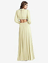 Rear View Thumbnail - Butter Yellow Bishop Sleeve Ruffled Chiffon Cutout Maxi Dress - Harlow 